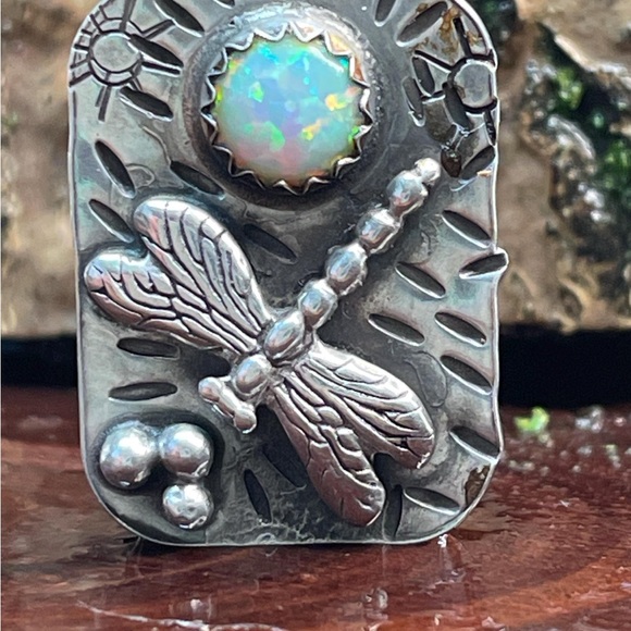 Jody Waltman Dragonfly Ring in Sterling Silver, Opal Accent, Artisan Jewelry - Picture 9 of 15